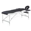 2-Zone Foldable Massage Table Aluminum Black and White