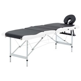 4-Zone Foldable Massage Table Aluminum Black and White