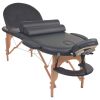 Folding Massage Table 1.6" Thick with 2 Bolsters Oval Black