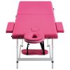 Foldable Massage Table 2 Zones Aluminum Pink