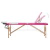 Foldable Massage Table 3 Zones Wood White and Pink