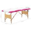 Foldable Massage Table 4 Zones Wood White and Pink