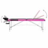 3-Zone Foldable Massage Table Aluminum Black and Pink