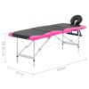 4-Zone Foldable Massage Table Aluminum Black and Pink