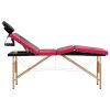 Foldable Massage Table 4 Zones Wood Black and Pink