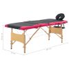 Foldable Massage Table 4 Zones Wood Black and Pink