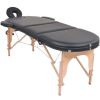 Folding Massage Table 1.6" Thick with 2 Bolsters Oval Black