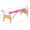 Foldable Massage Table 2 Zones Wood White and Pink