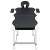 2-Zone Foldable Massage Table Aluminum Black and White