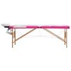 Foldable Massage Table 3 Zones Wood White and Pink