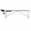 3-Zone Foldable Massage Table Aluminum Black and White