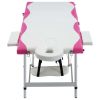 3-Zone Foldable Massage Table Aluminum White and Pink