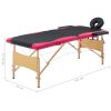 Foldable Massage Table 2 Zones Wood Black and Pink