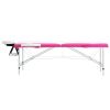 2-Zone Foldable Massage Table Aluminum White and Pink