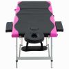 3-Zone Foldable Massage Table Aluminum Black and Pink