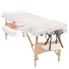 3-Zone Folding Massage Table and Stool Set 3.9" Thick White