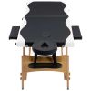 Foldable Massage Table 2 Zones Wood Black and White