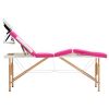 Foldable Massage Table 4 Zones Wood White and Pink