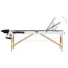 Foldable Massage Table 3 Zones Wood Black and White