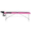 2-Zone Foldable Massage Table Aluminum Black and Pink