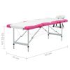 4-Zone Foldable Massage Table Aluminum White and Pink