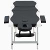 3-Zone Foldable Massage Table Aluminum Black and White