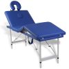 Blue Foldable Massage Table 4 Zones with Aluminum Frame