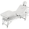 Creme White Foldable Massage Table 4 Zones with Aluminum Frame