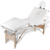 Cream White Foldable Massage Table 4 Zones with Wooden Frame