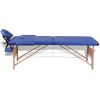 Blue Foldable Massage Table 2 Zones with Wooden Frame