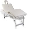 Creme White Foldable Massage Table 4 Zones with Aluminum Frame