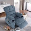 Vanbow.Recliner Chair Massage Heating sofa with USB and side pocket 2 Cup Holders (Blue)