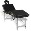 Black Foldable Massage Table 4 Zones with Aluminum Frame