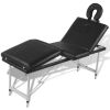 Black Foldable Massage Table 4 Zones with Aluminum Frame