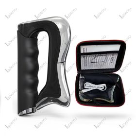 LINDAIYU Barberology Massager Cordless Electric Fascia Gun Body Vibration Head Exercising Fitness Relaxation Handheld USB Charge (Color: Black Massage Knife)