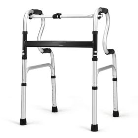 Bi-Level Armrests Adjustable Rehabilitation Equipment Folding Walker (Color: Silver)