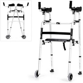 Aluminum Alloy Rehabilitation Auxiliary Walking Foldable Standard Walker (Color: Silver B)